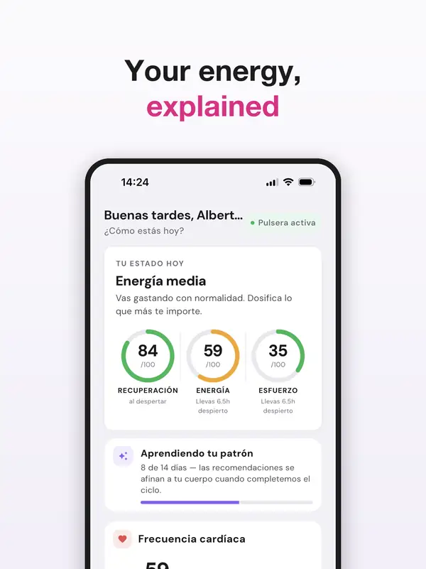 DuckDik Health app home screen with recovery, energy and exertion gauges
