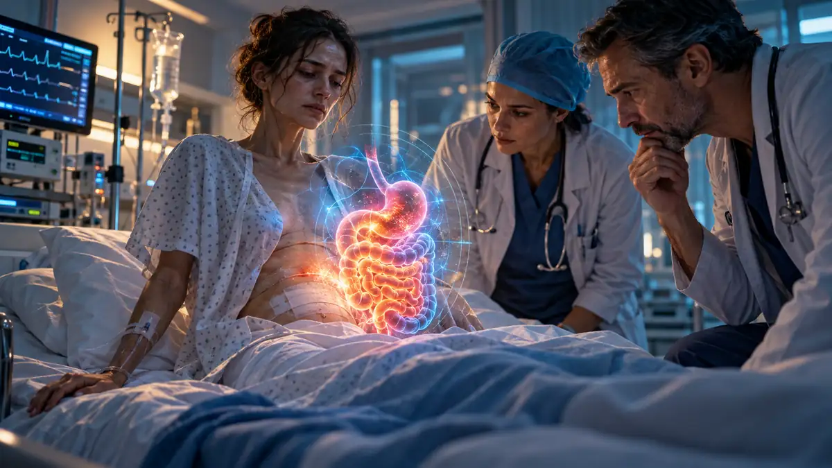 Illustration du lien étudié entre cachexie et complications postopératoires chez les patients atteints de cancers digestifs.