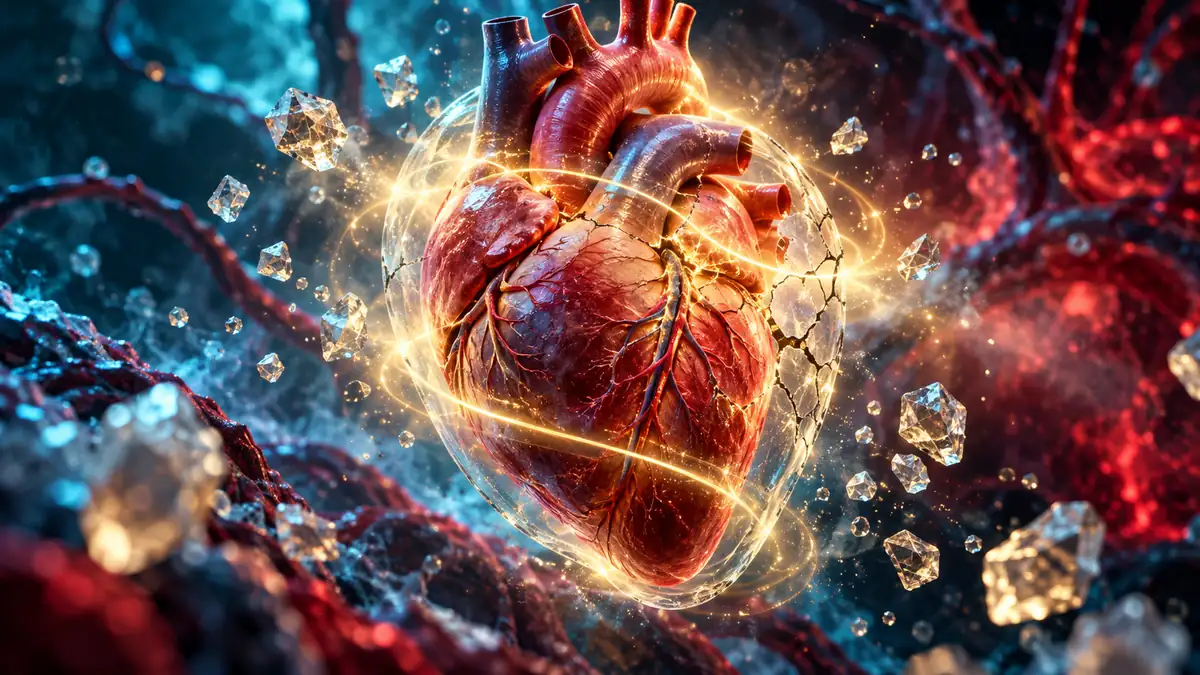Illustration d’un cœur accompagnant une analyse sur l’allopurinol et le risque d’infarctus chez les adultes atteints de goutte.