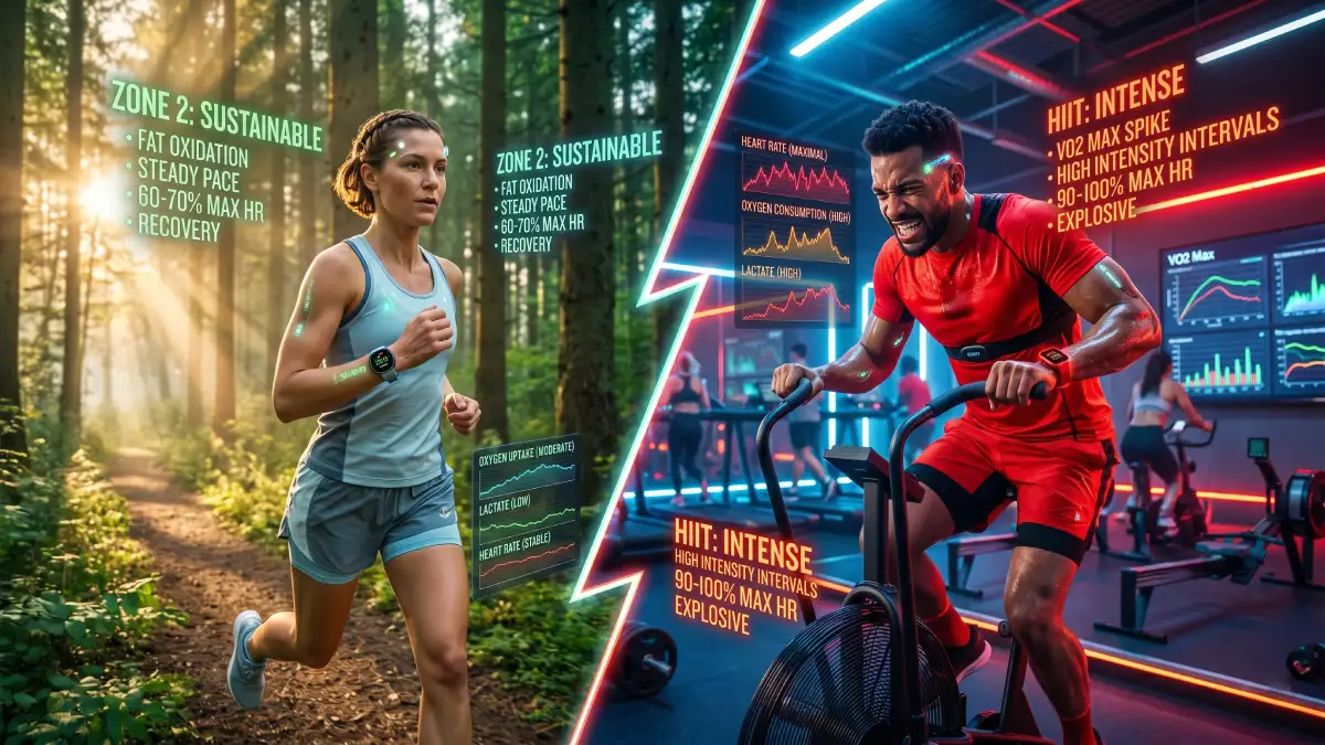 Hero Image for article Zone 2 vs HIIT : Quelle stratégie cardio optimise réellement votre VO2 Max sans vous épuiser ?